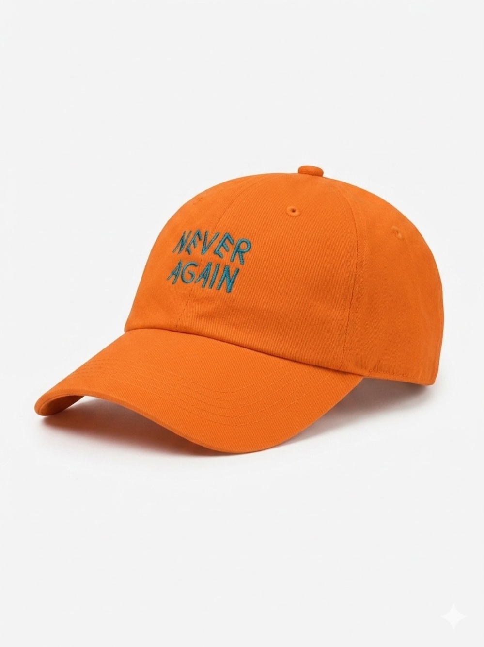 Forever 21 Orange 'Never Again' Embroidered Baseball Cap